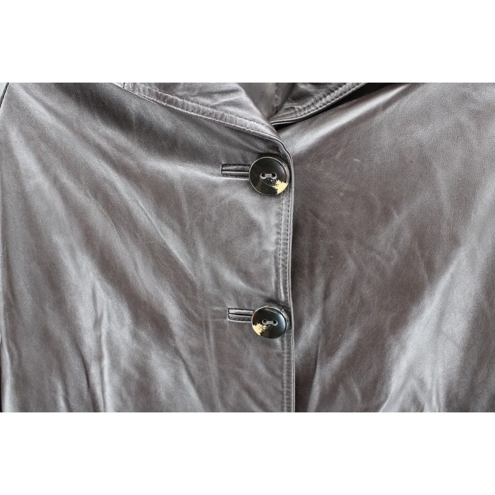Worthington Brown Leather Jacket Womens‎ XL Button Up Lined Long Sleeve
